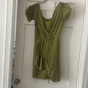 Walter Baker green draped silk cocktail dress
